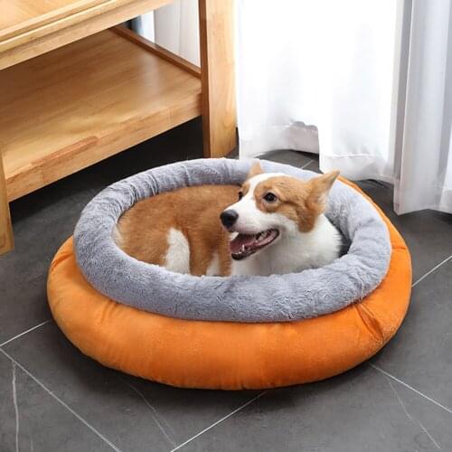Round Pet Bed Soft Plush Cat Mat Bench Winter Warm Puppy Deep Sleeping Sofa Cushion Dog Kennel House Chihuahua Kitten Beds