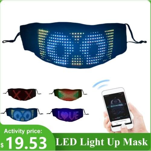 LED Light Up Mask Customizable BT Mask DIY Messages 22 Animations 20 Pictures Music Mode Halloween Face Mask for Halloween Party