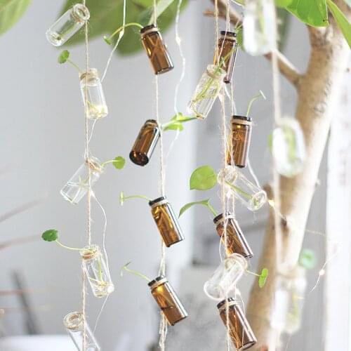 Mini Glass hanging flower pot 9pcs bottles planter maceta colgante macetas decorativas garden accessories Hydroponics plant pots