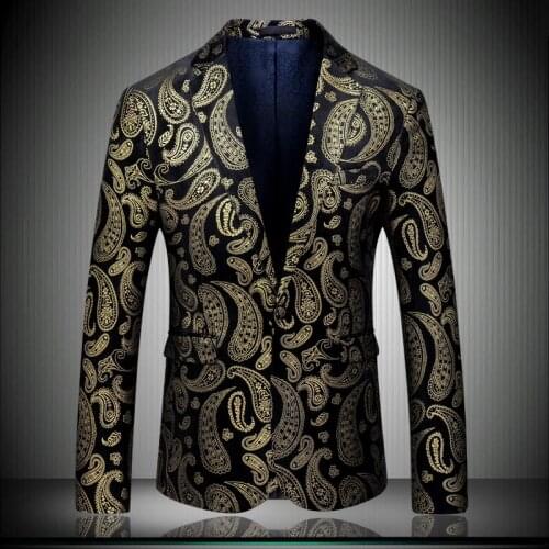 Mens High Casual Quality Print Single Button 2020 US Designer Men Suit Jacket Slim Fit Blazer masculino 8807