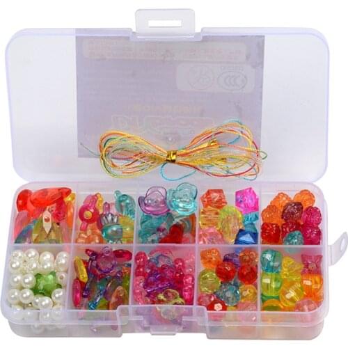 DIY Educational Toy Acrylic Bead Kit With 10 Grids Plastic Handmade Jewelry Beads Set Necklace Bracelet Making Toys For Children