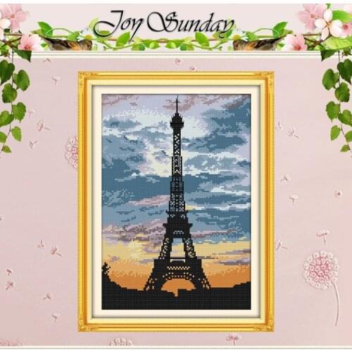 The tower at dusk atterns Counted Cross Stitch 11CT 14CT Cross Stitch Set Wholesale Cross-stitch Kit Embroidery Needlework