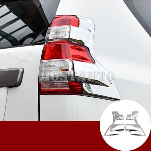 For Toyota Land Cruiser Prado FJ150 ABS Chrome Rear Tail Light Lamp Trim Cover 2014-2017 2pcs Car Accessories Interior Car Decor
