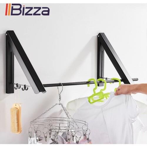 Wall Clothing Hanger Outdoor Folding Drying Rack Telescopic Rack For Clothes Horse Clothesline Balcony Hook Rail Clothes Rods