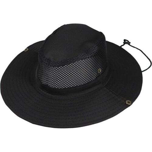 Man Breathable Mesh Beach Hats Wide Brim Sun Protection Ultraviolet-proof Collapsible Bucket Hat Fishing Hat Outdoors