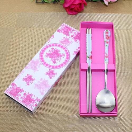 2Pcs Portable Metal Tableware Outdoor Chopsticks Spoon for Picnic Camping Reusable Food Tableware Kitchen Accessories Utensils