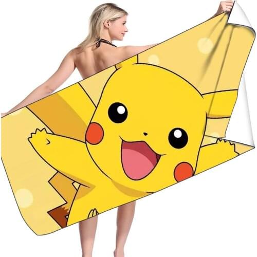 Pokemon Pikachu series digital printing cartoon character rectangular beach towel bath towel towel non-sticky birthday gifts