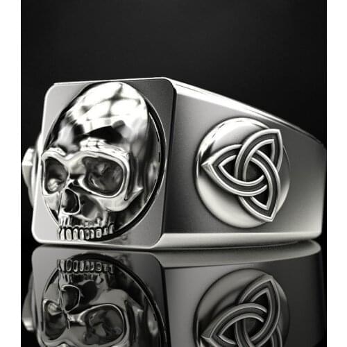 Secret BoyFashion Viking Rune Skull Ring Men Odin Rune Hip Hop Jewelry Ring for Men Anniversary Gift Party Accessories Size 7-13