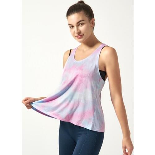 Sport Yoga Shirt Women Dye Colorful Hollow Breathable Sleeveless Top Sexy Backless Gym Clothing Yoga Tank Undershirt Sport Vest