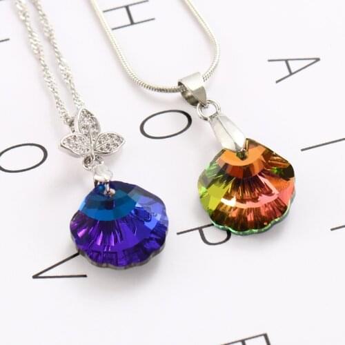 Super Shiny Shell-shaped Pendant Crystal Rhinestones Jewelry Decoration DIY Earring Making K9 Glass Pendant with One Hole 16mm