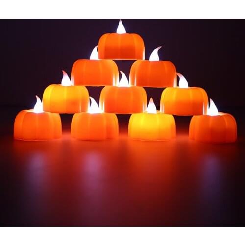 12Pcs Halloween Pumpkin Light Led Candle Light Artificial Mini Pumpkin Ornament for Home Table Halloween Decorations Outdoor