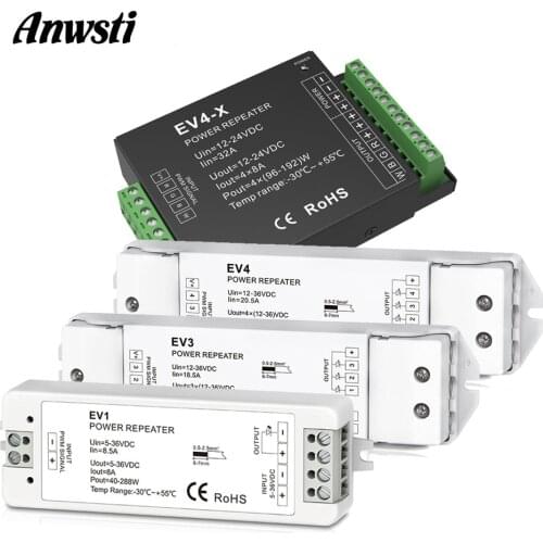 RGB LED Amplifier 12V 5V 24V 36V Single Color CT RGBW PWM Power Repeater Amplifier EV1 EV3 EV4 EV4-X for 1CH RGBW RGB LED Strip