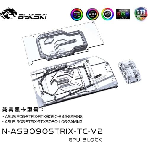 Bykski Water Block use for ASUS ROG STRIX RTX3080 /3090 GAMING GPU Card / Copper Block / Backplate RGB A-RGB AURA/AIC GPU CARD