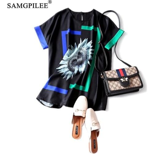 Tee Shirt Femme Tops For Women Clothing Casual Chiffon Short Print O-neck Plus Size Women Oversized T Shirt Camisetas Mujer 3xl