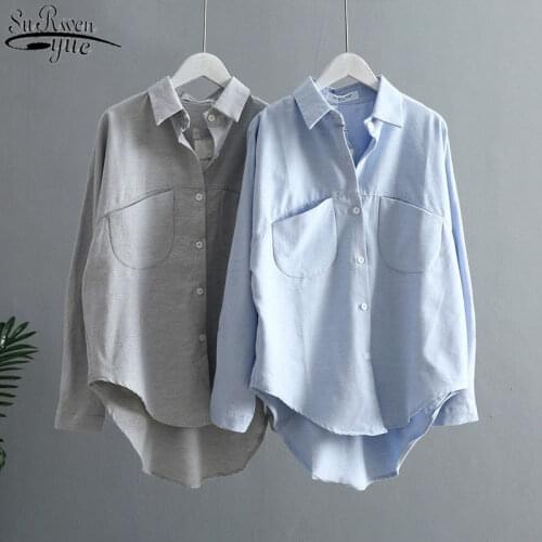 2021 Spring Women Summer Blouse Korean Long Sleeve Womens Tops And Blouses Vintage Women Shirts Blusas Feminina Tops 6658 50