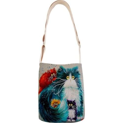 Colorful cat ladies shoulder bag cotton and linen mini bag simple mini messenger casual bag