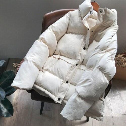 2021 Winter Womens Jacket Streetwear Polyester Zipper Straight 3 Solid Color Padded Coat Warm Femme Parka Black Women Clothing