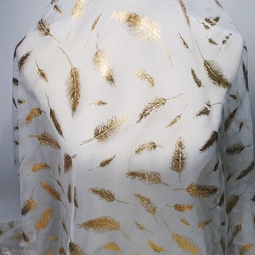 1Y/Lot Bronzed Feather Mesh Fabric Transparent Soft Mesh Handmade Dress Skirt Accessories DIY Material