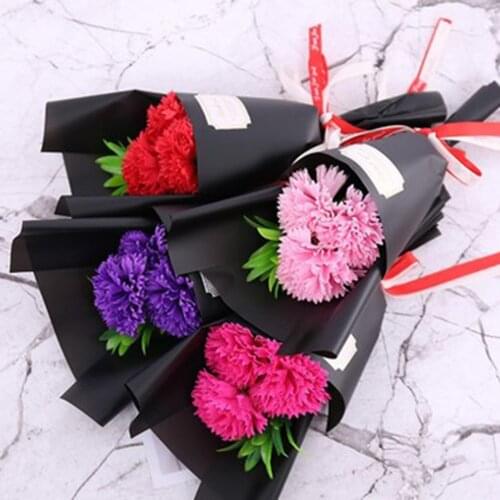 3pcs Soap Flowers Rose Carnation Bouquet Mothers Day Gifts Valentines Day Gift For Girlfriend Artificial Flower Small Gifts
