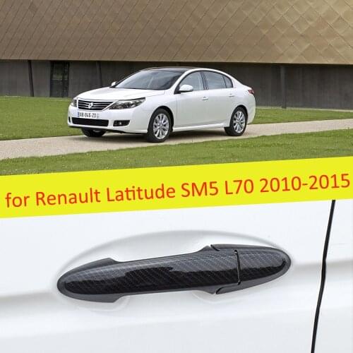 4 PCS Carbon Fiber Door Handle Cover Catch Trim Cap Car Accessories for Renault Latitude SM5 L70 2010 2011 2012 2013 2014 2015