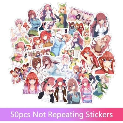 50Pcs/Set Anime The Quintessential Quintuplets Embossed Poster Figure Nakano Ichika Nino Miku Yotsuba Itsuki Sticker for Gifts
