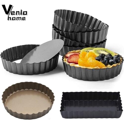 Nonstick Tart Pan Pie Pizza Pan Carbon Steel Baking Loaf Bread Baking Tray Dishes Removable Base Baking Mold Pastry Cake Mould