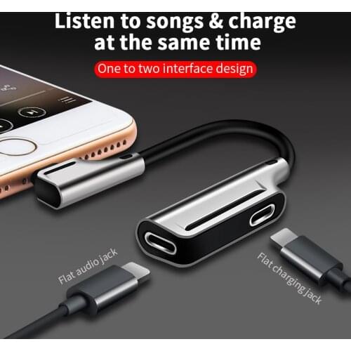 Audio adapter for Apple 7 earphone 3.5mm adapter cable, dual lightning headphones charging song listening mobile pho