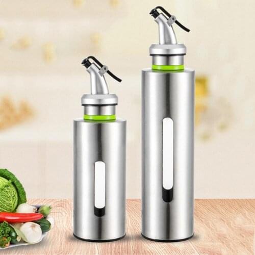 Stainless Steel Capped Oil Vinegar Sauce Bottle Dispenser Home Kitchen BBQ Tools