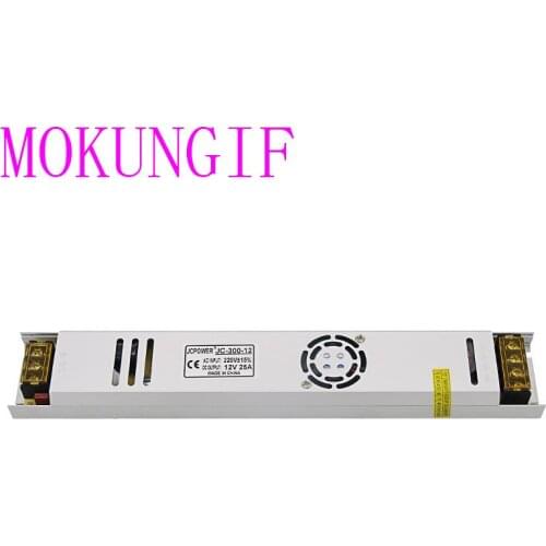 Fast shipping 10pcs thin long LED Strip Switch Power AC220V To DC12V 25A 300W Switch Power Supply with fan for LED strip