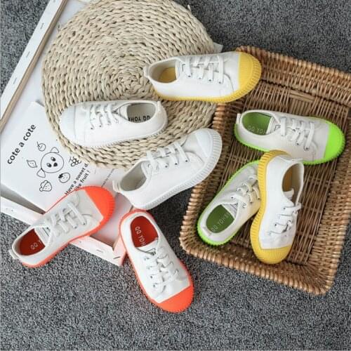 Spring 2020 New KidsSoftsoles Girls' Candy Boys'Breathable White Canvas Shoes 1-8 Years Old