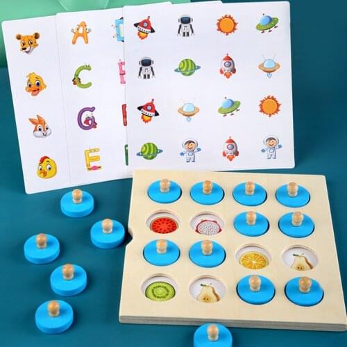Montessori Memory Match Chess Game 3D Puzzles Wooden Early Educational Family Party Casual Interaction Game Toy For Children Kid