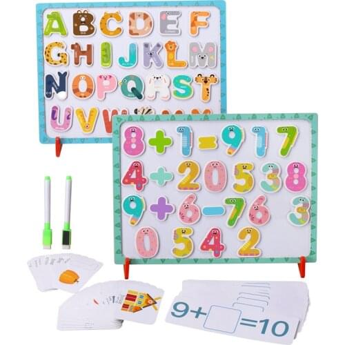 DIY Magnetic Drawing Board Jigsaw Writing Number Letter Blackboard Puzzle Learning Early Education Toys Gifts For Children Kids
