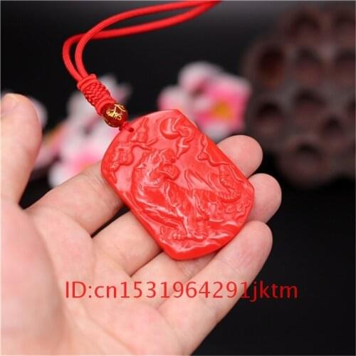 For Pendant Gifts Jadeite Charm Jewelry Jade Necklace Chinese Men Natural Red Amulet Women Carved Fashion Hand Tiger