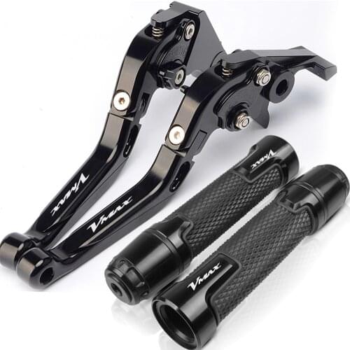 For Yamaha V-MAX VMAX 1200 V-MAX1200 VMAX 1990-2008 2001 2002 Motorcycle Brake Clutch Lever Extendable+Handle Grips Handlebar