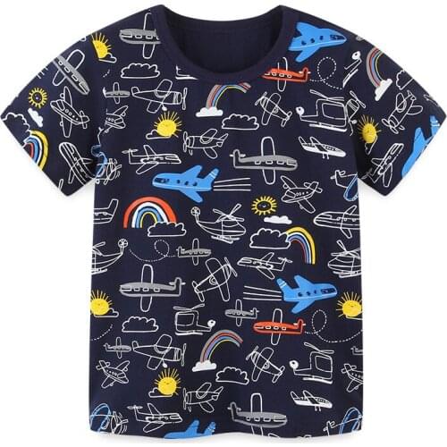 EuropeanAmerican children short-sleeved T-shirt summer new boys round-neck printed childrens T-shirt knitted cotton cartoon top