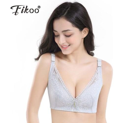 Fikoo Summer Sexy Plus Size Bra Thin Push up Lace Bras for Women Brassieres Lingerie 40C 42D 44D #Z026