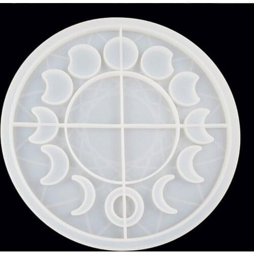 Large Moon Phase Round Tray Resin Mold Crescent Half Full Moon Silicone Molds F3MD