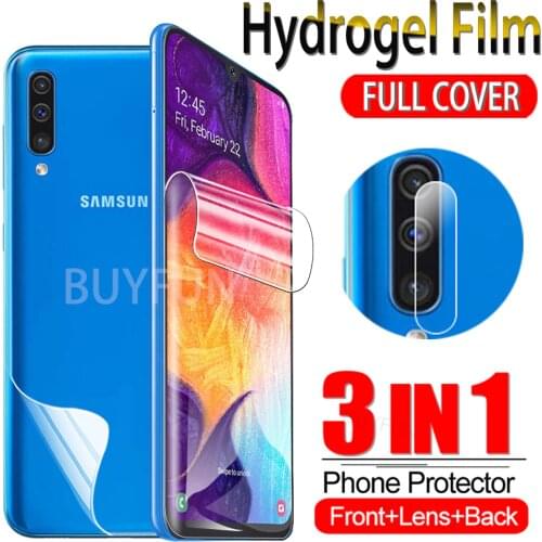 3in1 Back+Front Hydrogel Film Lens Glass For Samsung Galaxy A50s A50 s Screen Protector On Sumsung A 50 S 50S Full Cover Film