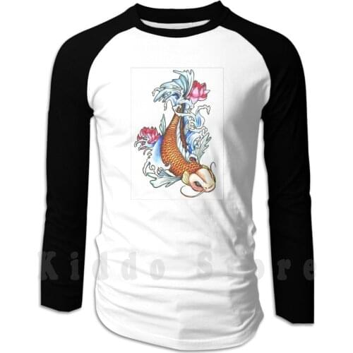 Koi Fish hoodie long sleeve Koi Fish Japanese Fish Tattoo Water Sakura Flower Cherry Blossom Fish
