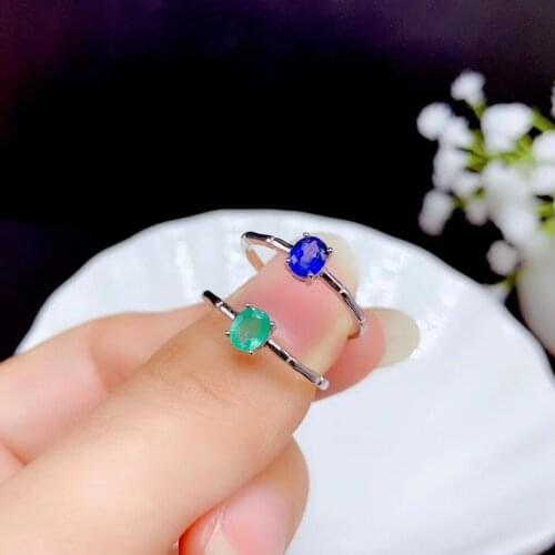 2020 newest natural sapphire /emerald gemstone ring 925 sterling silver real natural gem lover girl party birthday date gift