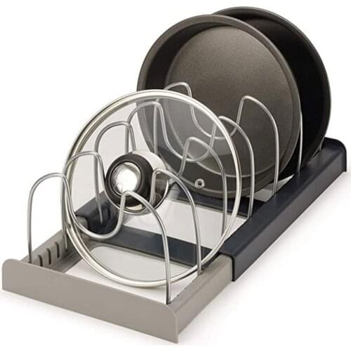 Kitchen Storage Holder Expandable Dish Drainer Drying Rack Retractable Pan Lid Rack Pan Organizer Holder