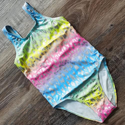 Girls Swimsuit One Piece Swimwear 4-14 Years Girls Bathing Suit Monokini Animal Leopard Stamping Childrens Swimwear Beachwear