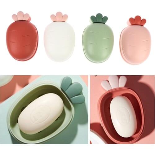 1pcs Cute Portable Carrot Soap Box Dish Dish Bathroom Soap Box Shower Home Rack Soap Hollow Drain Soap Box Bathroom Accessories