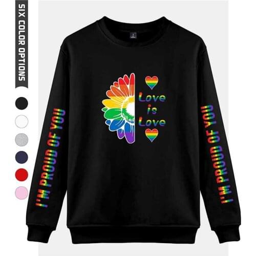 Fashion Sweatshirt LGBT Hoodies Capless Long Sleeve Men/women Casual Pullover LGBT Hoodie I Am Proud For You Sweatshirt Harajuku