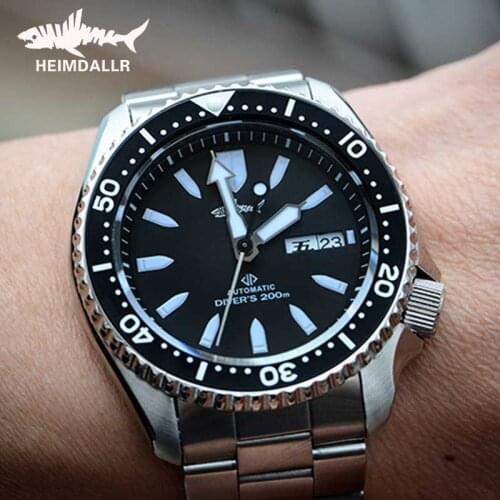 HEIMDALLR SKX007 Mens Mechanical Watch NH36A Sapphire Crystal Automatic BGW9 Luminous Ceramic Bezel Diver Watch 200m Waterproof