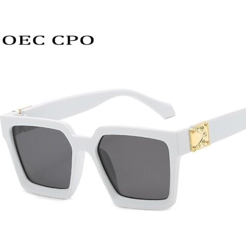 OEC CPO Square Sunglasses Women Big Frame Vintage Brand Designer Luxury Fashion Trendy Popular Sun Glasses Mens Sunglasses UV