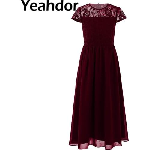 Flower Girls Dresses Lace Chiffon Long Dress Kids Dresses for Girls Wedding Pageant Summer Childrens Dress Petites Filles Robes