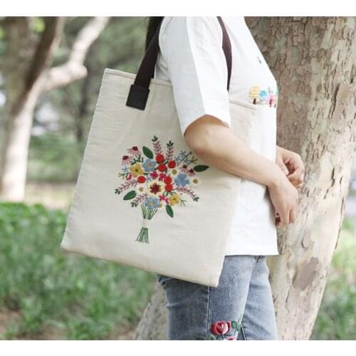 DIY embroidery Hand-embroidered material bag cloth cloth art making one-shoulder bag lovers gift for beginners