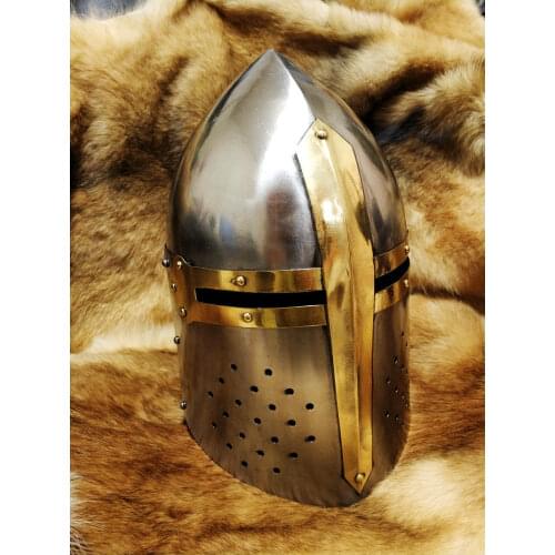 Medieval Crusader Knight Shape of barrel helmet Halloween party Nighclub bar stage show helmet catwalk show prop cosplay mask