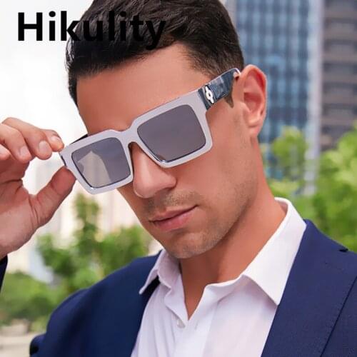 New Luxury Brand Square Sunglasses For Men Vintage Pilot Uv400 Sun Glasses Women Oversized Print Flower Leg Chic Sexy Shades